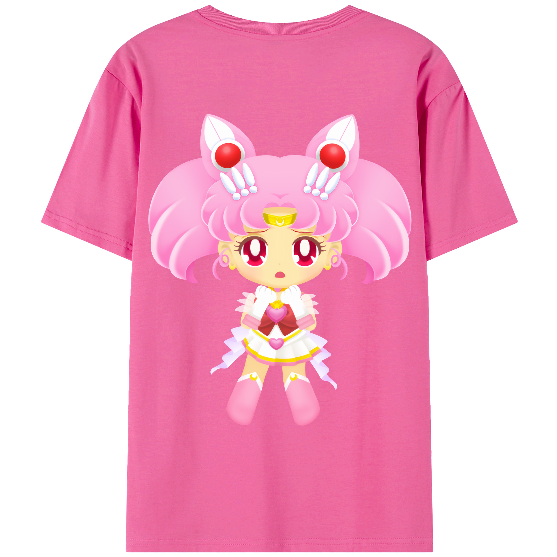 （画像用） 美少女戦士セーラームーン ちびうさ Sailor Moon Chibiusa Tsukino Usagi Small Lady Serenity レディース半袖Tシャツ(バックプリント)
